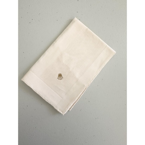Rolex Fisba Handkerchief Pocket Square Mens Beige Cotton Swiss Gold Crown Logo - Picture 7 of 7